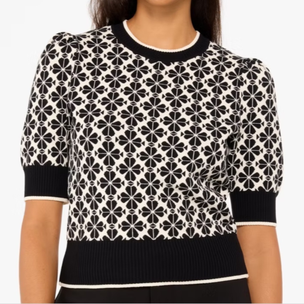 NWT Kate Spade Spade Flower Puff Sleeve Sweater Size US XL